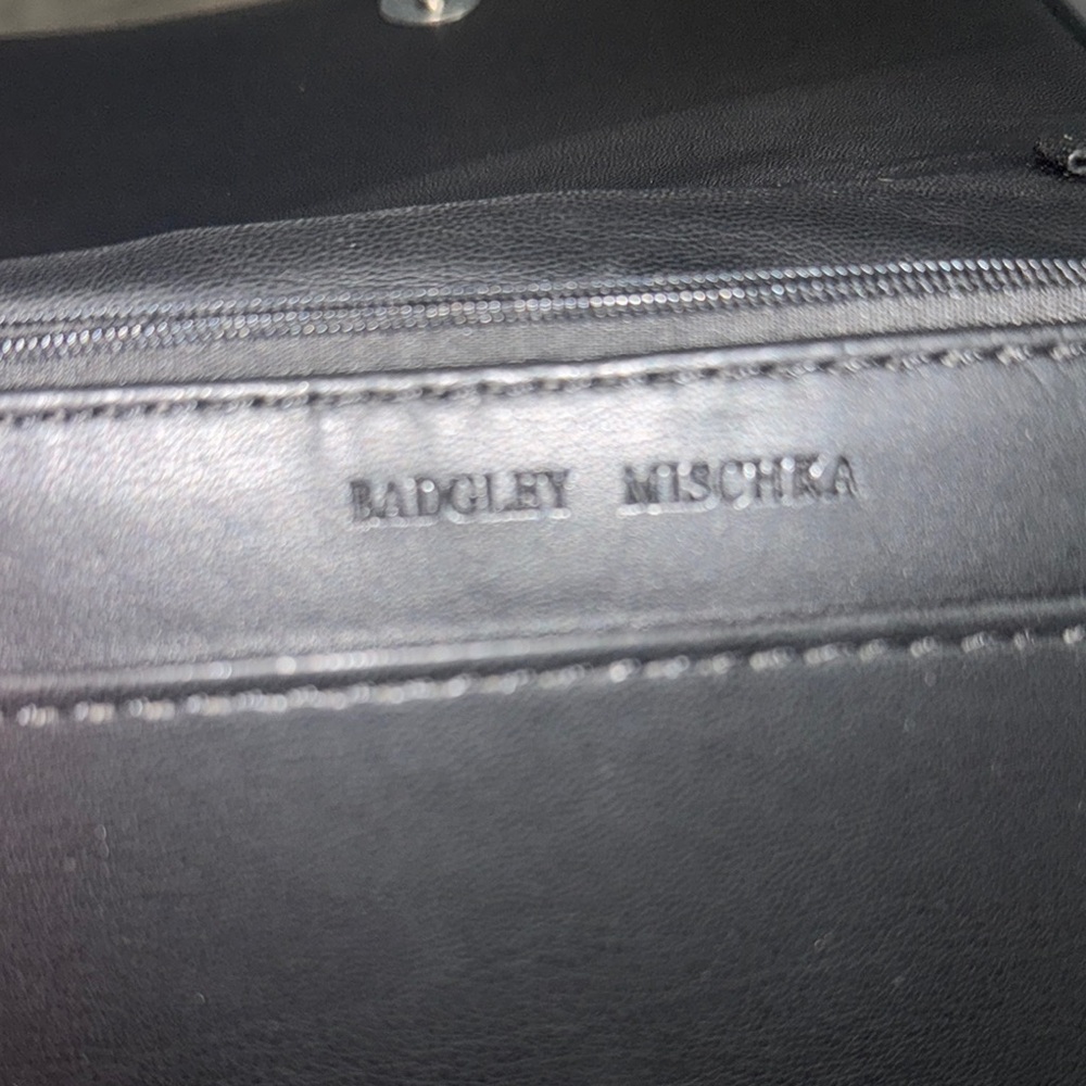 Badgley Mischka Elegant Black Quilted Crossbody with Pearl Accents NWT - Picture 11 of 14